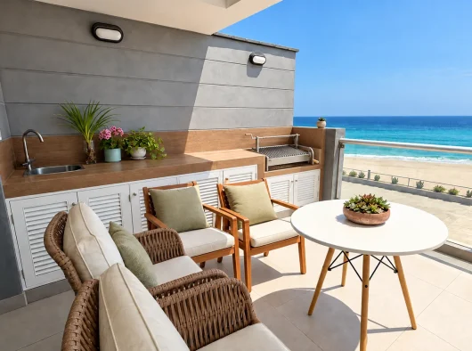 1.- Terraza con vista al mar